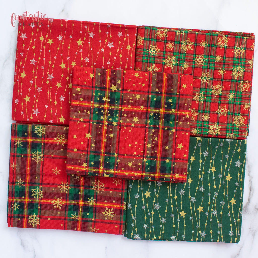 Red Tartan Christmas Cotton Fat Quarter Bundle