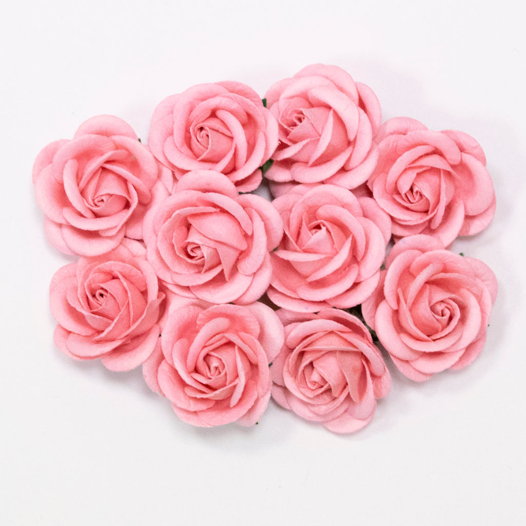 Baby Pink Mulberry Paper Flowers - 35mm Chelsea Roses
