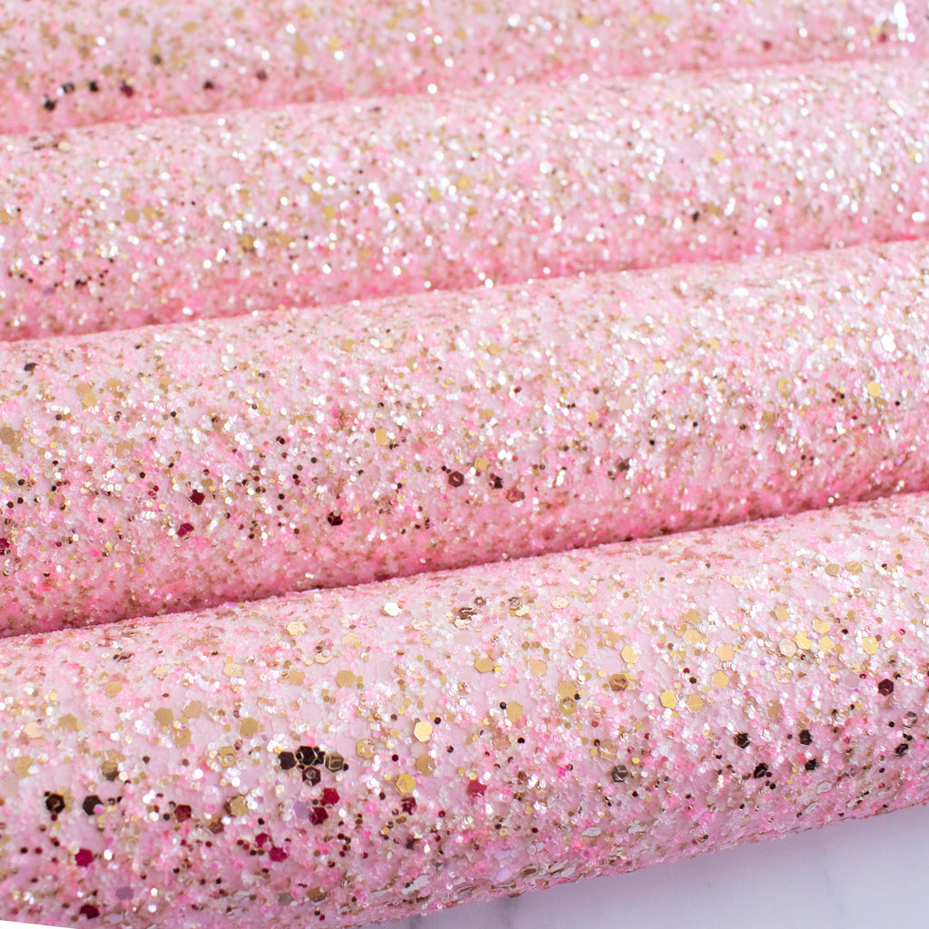 Baby Pink Pastel Dreams Chunky Glitter Fabric