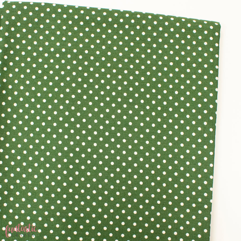 3mm Polka Dots Spots 100% Cotton Fabric - Old Green