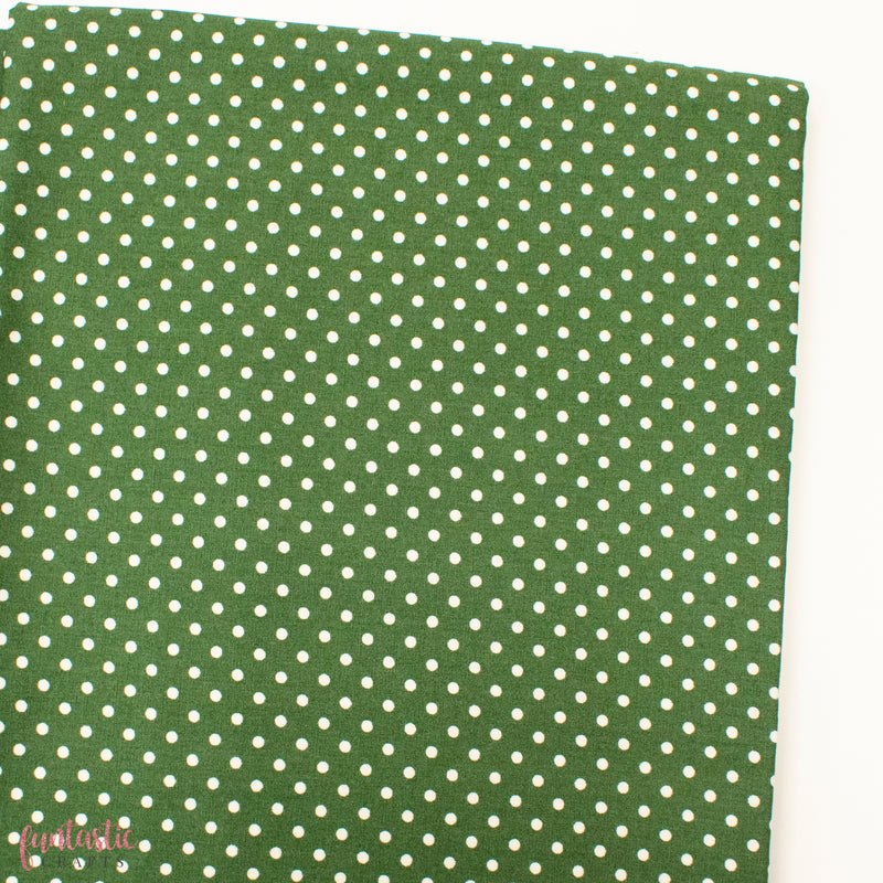 3mm Polka Dots Spots 100% Cotton Fabric - Old Green