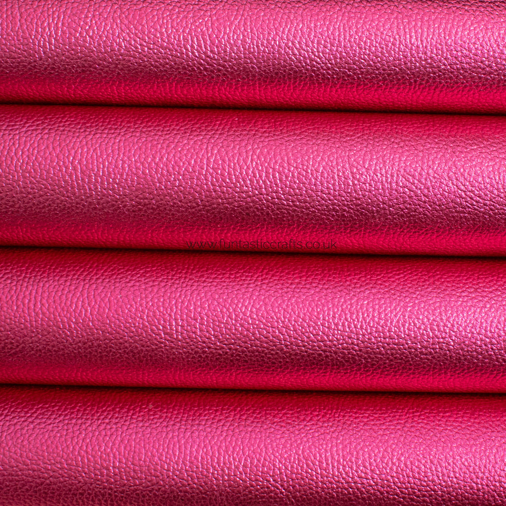 *FLAWED* New Pink Textured Metallic Leatherette Fabric