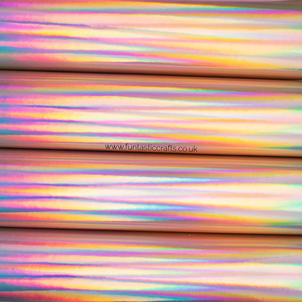 *FLAWED* Holographic Mirrored Leatherette Fabric - Rose Gold