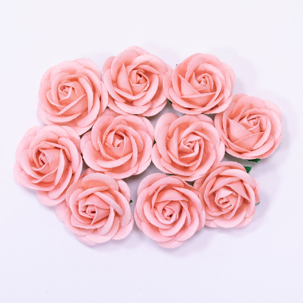 Pale Pink Mulberry Paper Flowers - 35mm Chelsea Roses