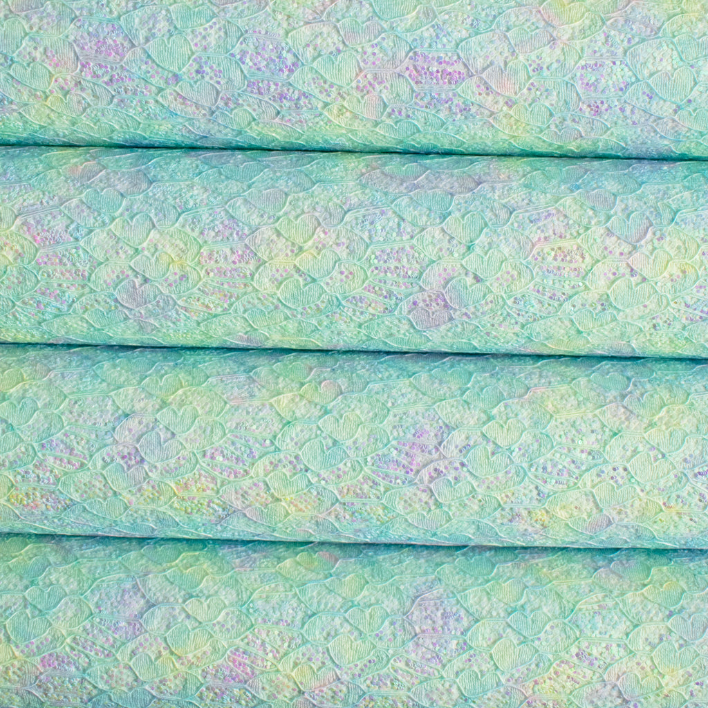 Iridescent Glitter Lace Fabric - Under the Sea
