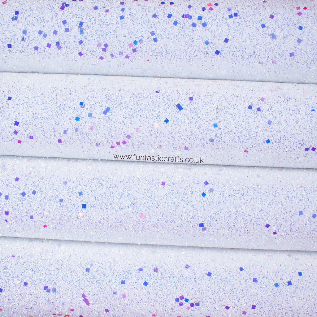 White Diamond Dust Iridescent Fine Glitter Fabric