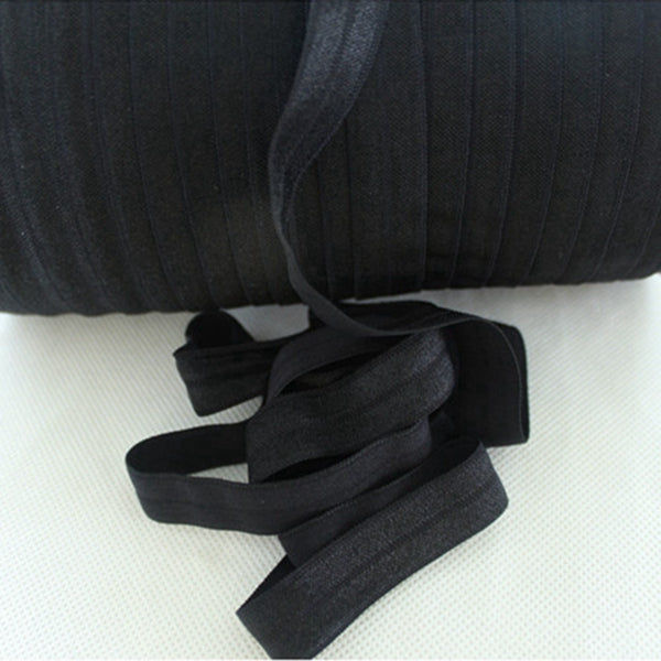 030 Black 15mm Fold Over Elastic