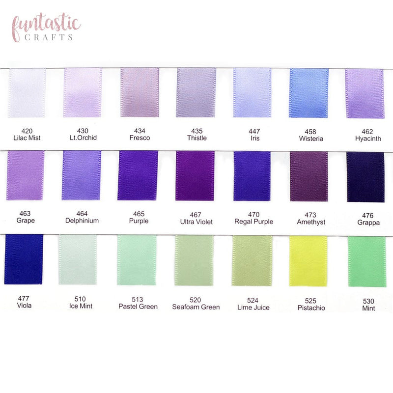 430-513 Double Sided Solid Satin Ribbon Double Sided Satin Ribbon 430 Light Orchid / 1/4" (6mm) Funtastic Crafts cadbury purple clearance lilac pastel green purple royal purple £0.99 Funtastic Crafts