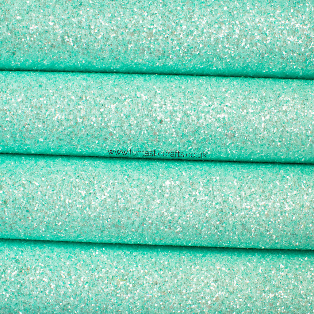 Aqua Frosted Chunky Glitter Fabric