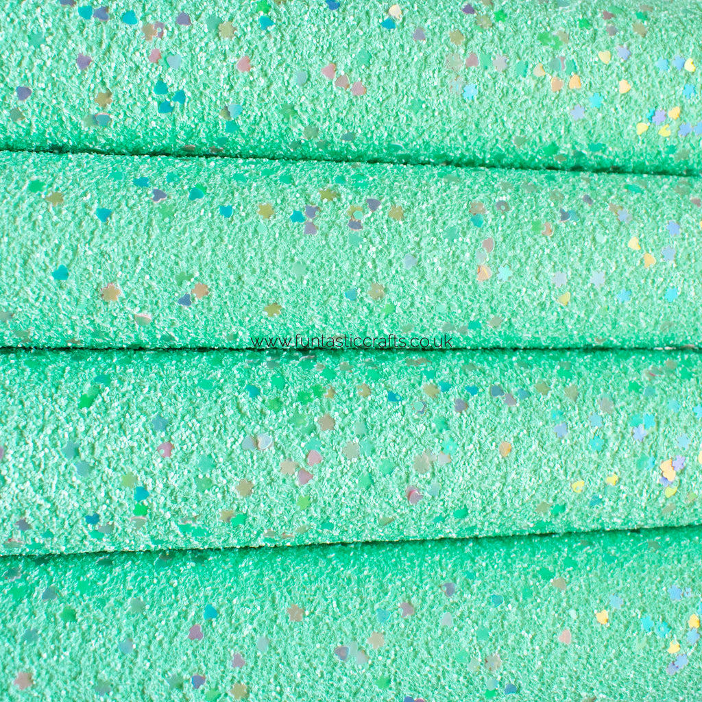 Aqua Spring Fling Chunky Glitter Fabric