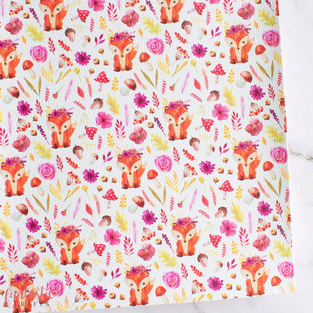 Autumn Fox Floral Printed Leatherette