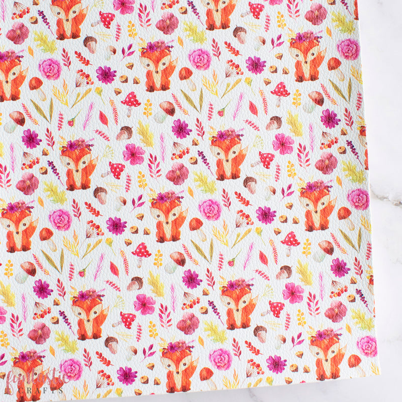 Autumn Fox Floral Printed Leatherette