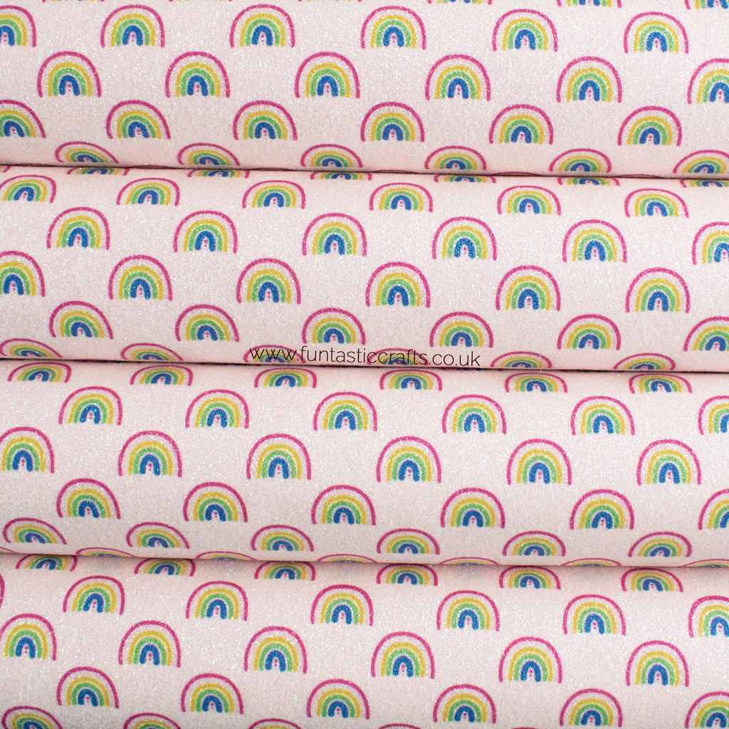 Baby Pink Rainbow Dreams Iridescent Fine Glitter Fabric