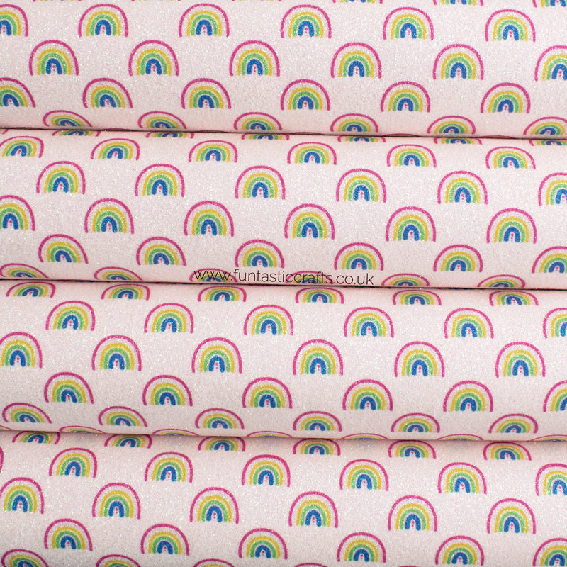 Baby Pink Rainbow Dreams Iridescent Fine Glitter Fabric