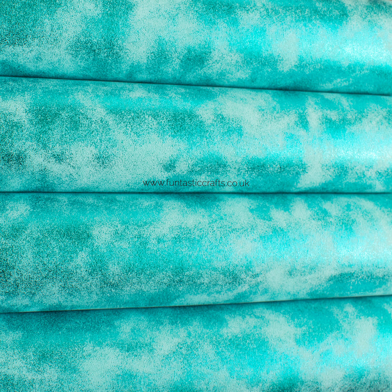 Blue Distressed Metallic Smooth Leatherette