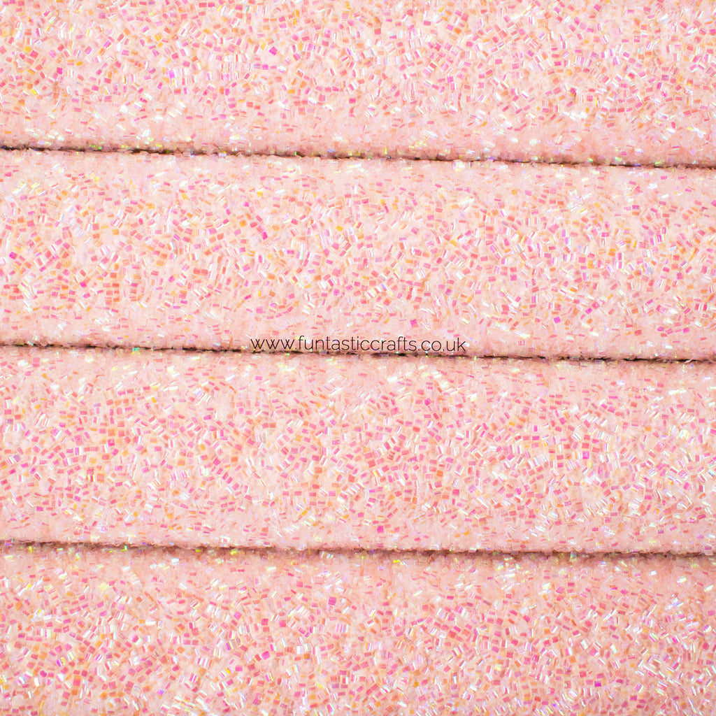 Blush Pink Candy Sprinkles - Beaded Chunky Glitter Fabric