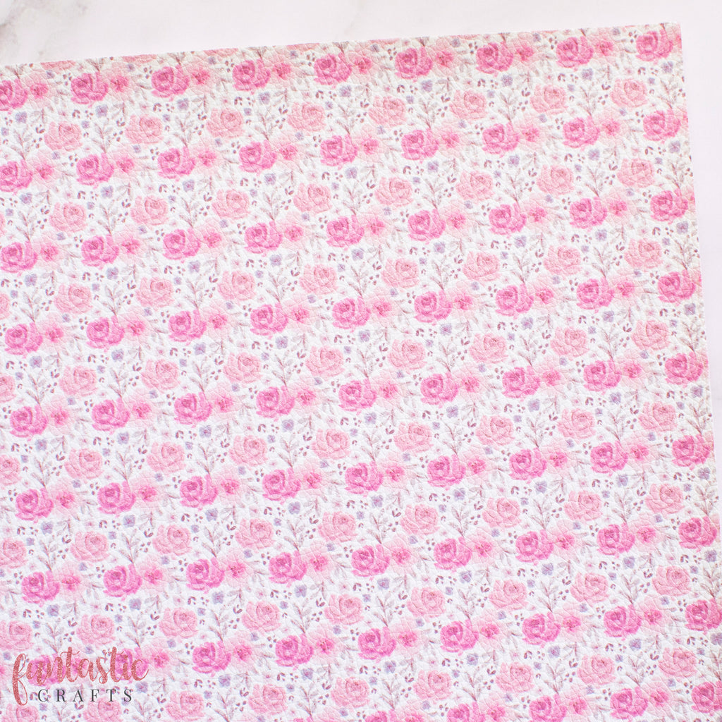 Blush Pink Floral Printed Leatherette