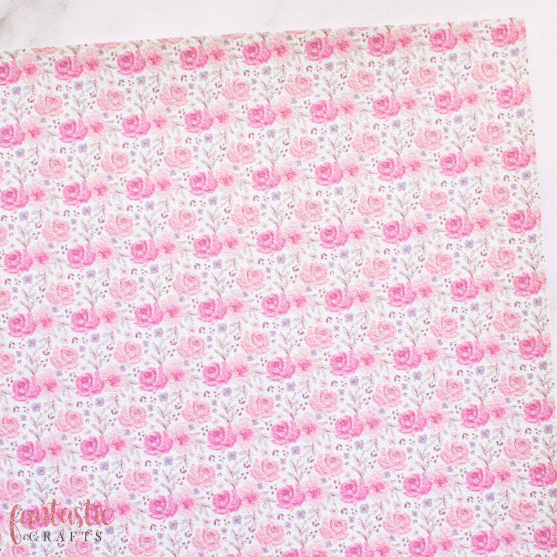 Blush Pink Floral Printed Leatherette