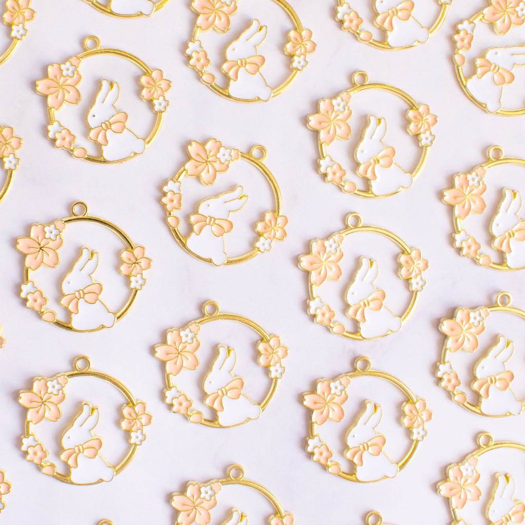 Floral Bunny Rabbit Charms