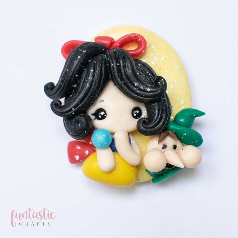 Handmade Flat Back Clay Embellishments - Princess Cameo (Black)