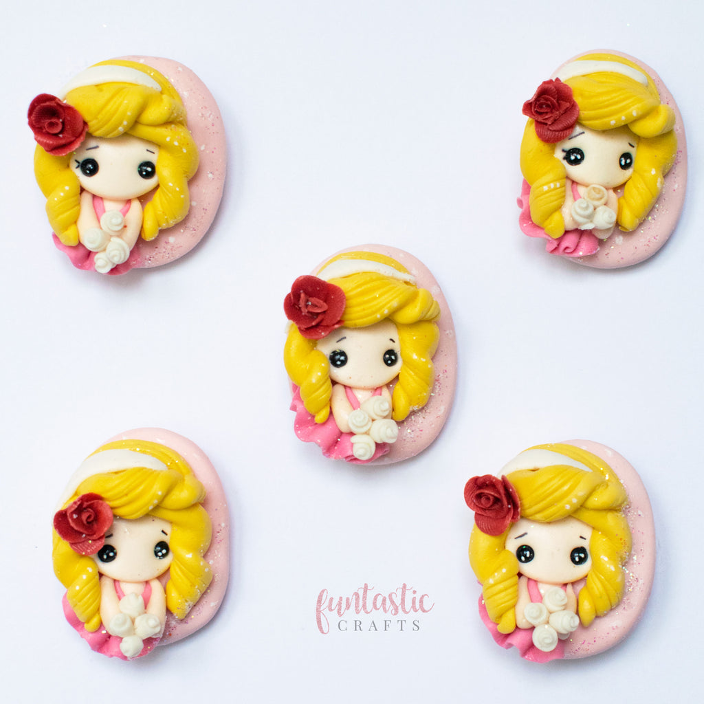 Handmade Flat Back Clay Embellishments - Princess Cameo (Baby Pink)
