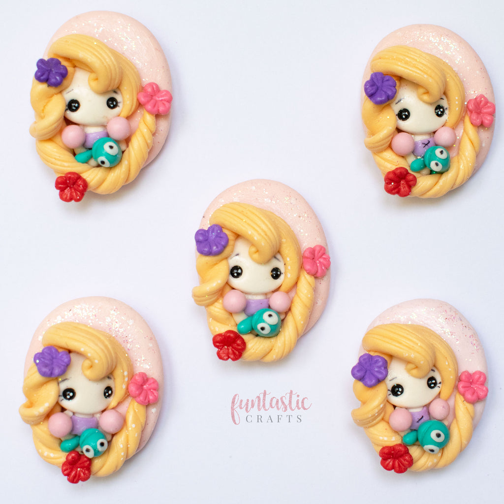 Handmade Flat Back Clay Embellishments - Princess Cameo (Lilac)