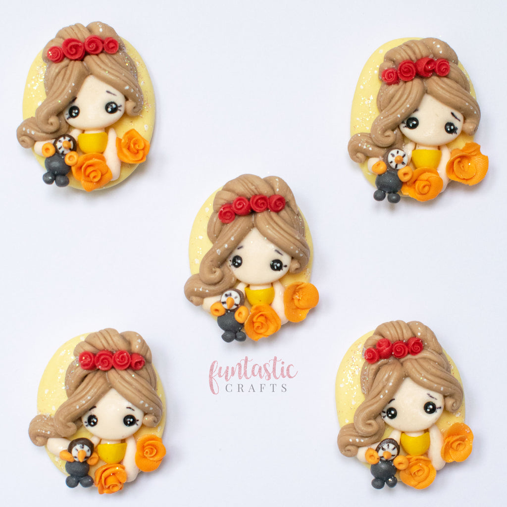 Handmade Flat Back Clay Embellishments - Princess Cameo (Yellow)