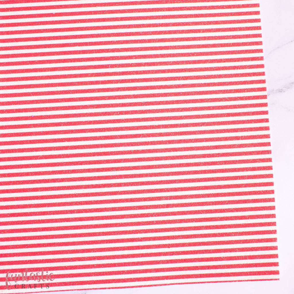 Red Candy Stripes Fine Glitter Fabric