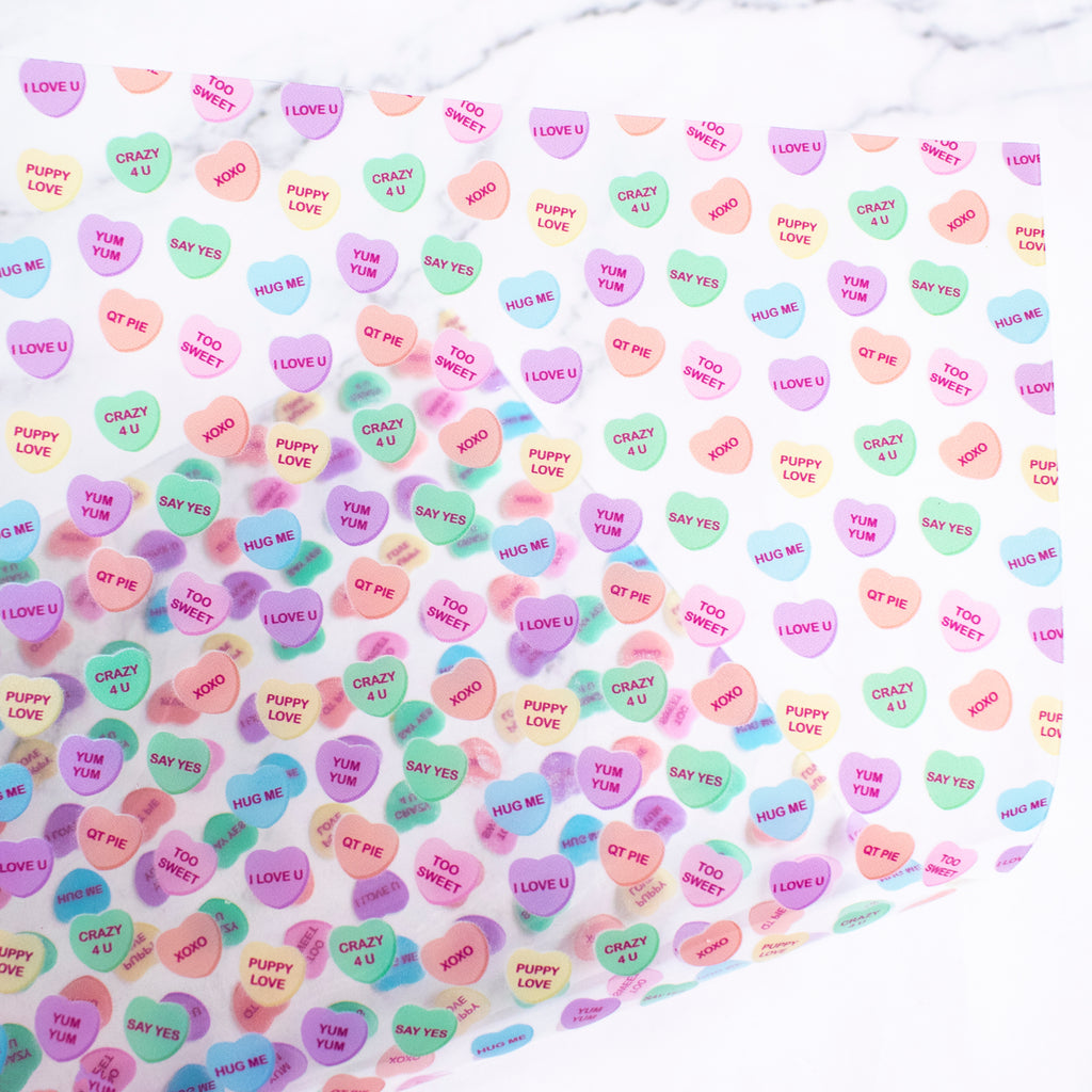 *FLAWED* Candy Hearts Transparent Clear TPU Fabric