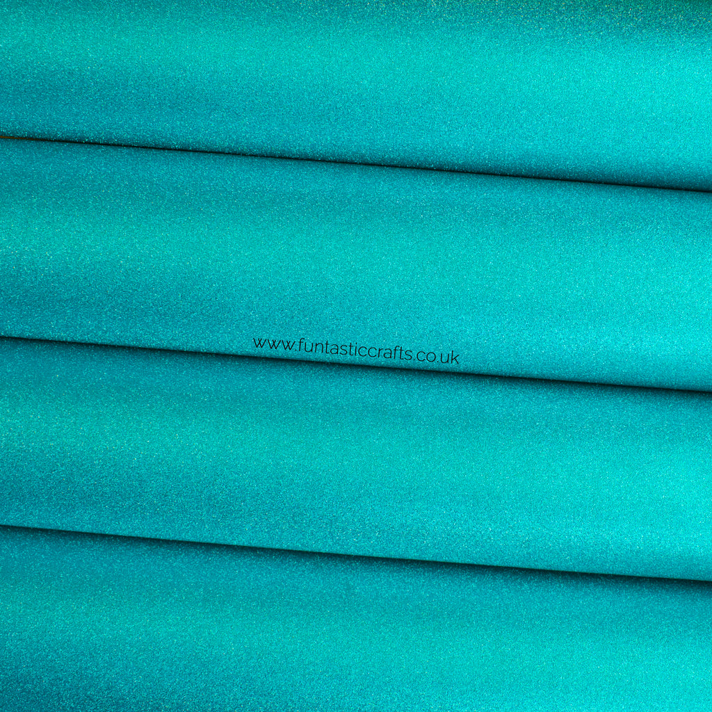 Smooth Frosted Shimmer Leatherette - Caribbean Blue Shimmer