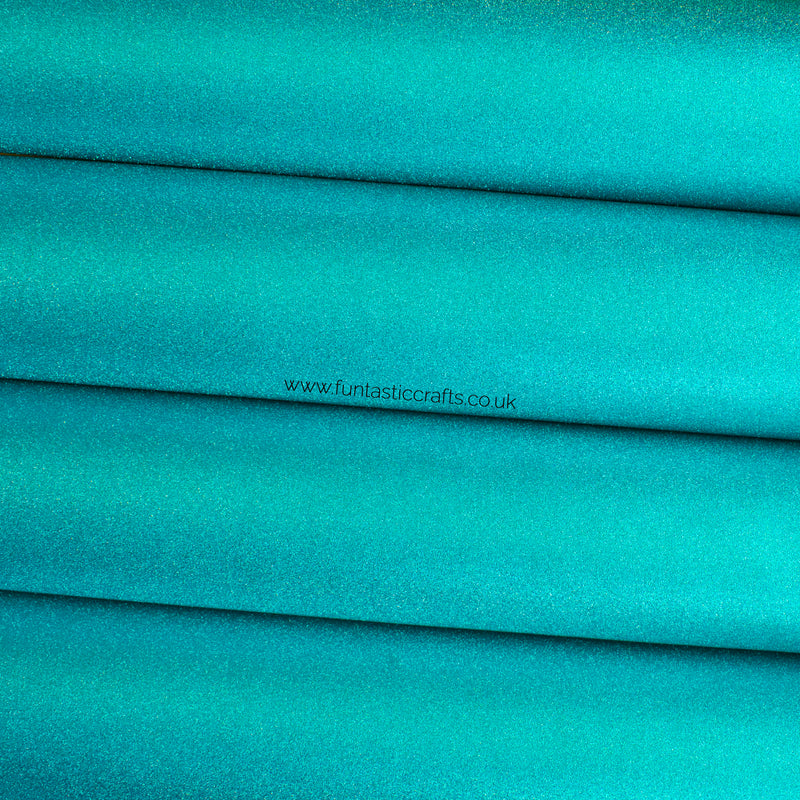 Smooth Frosted Shimmer Leatherette - Caribbean Blue Shimmer