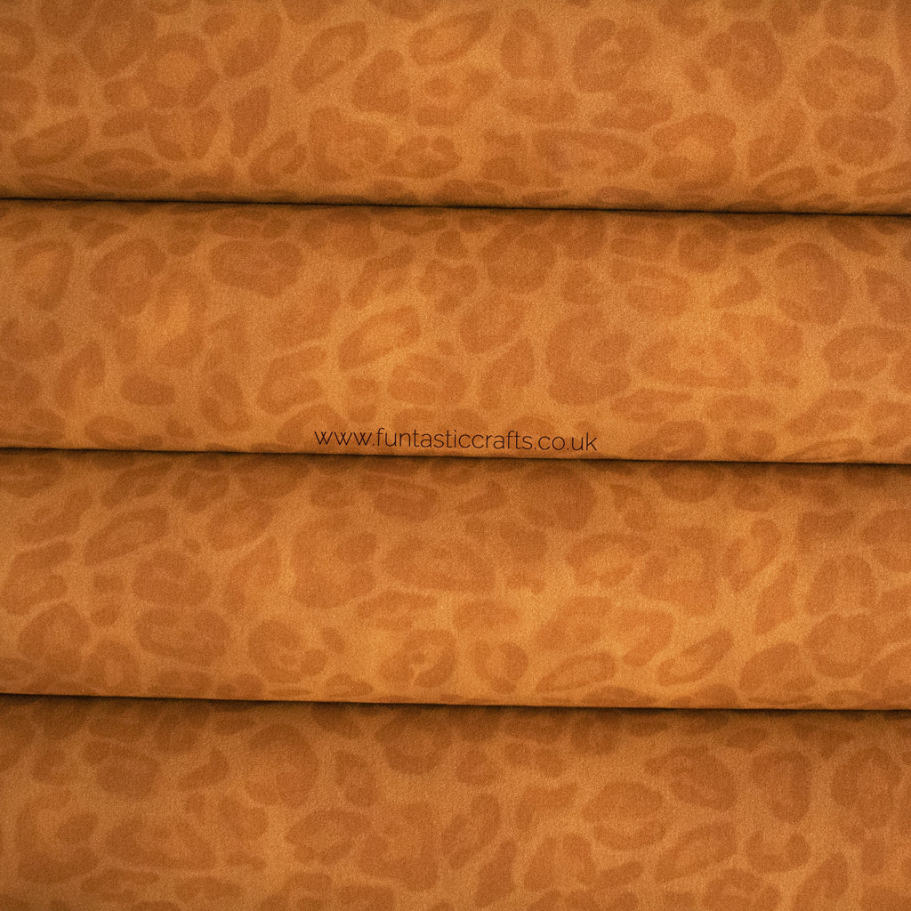 Chipmunk Brown Leopard Print Faux Suede Fabric
