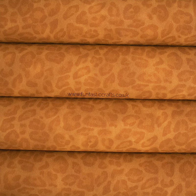 Chipmunk Brown Leopard Print Faux Suede Fabric