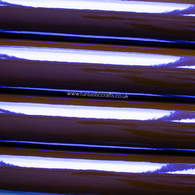 Electric Blue Mirrored Leatherette Fabric