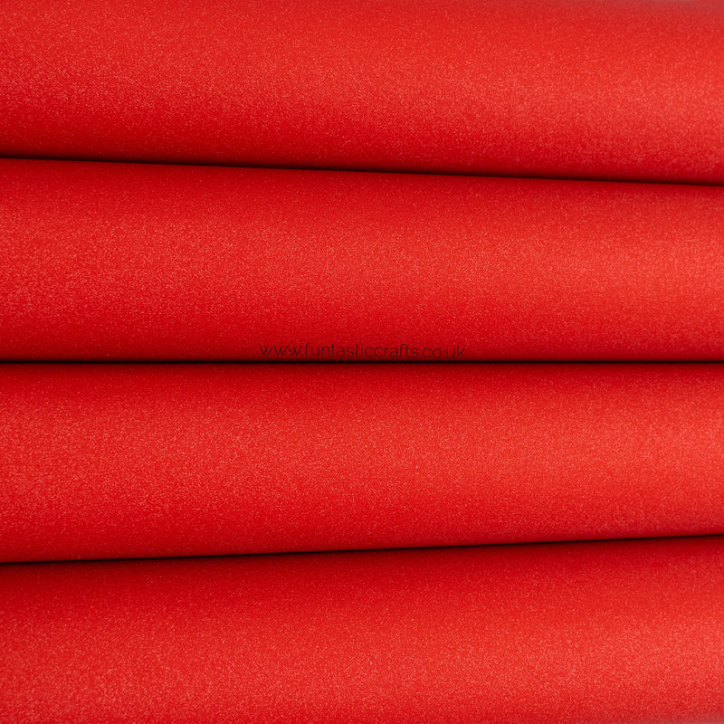 Festive Red Smooth Frosted Shimmer Leatherette
