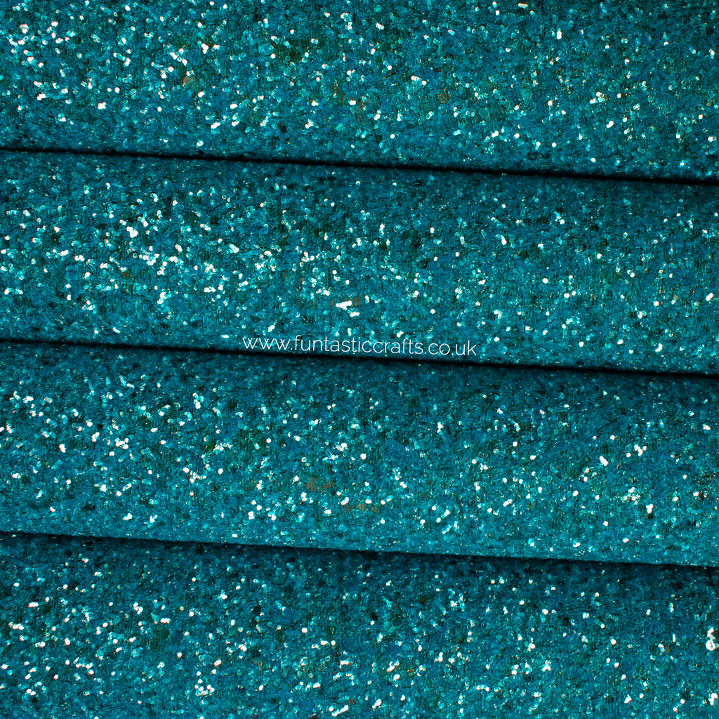 Frosted Teal Chunky Glitter Fabric