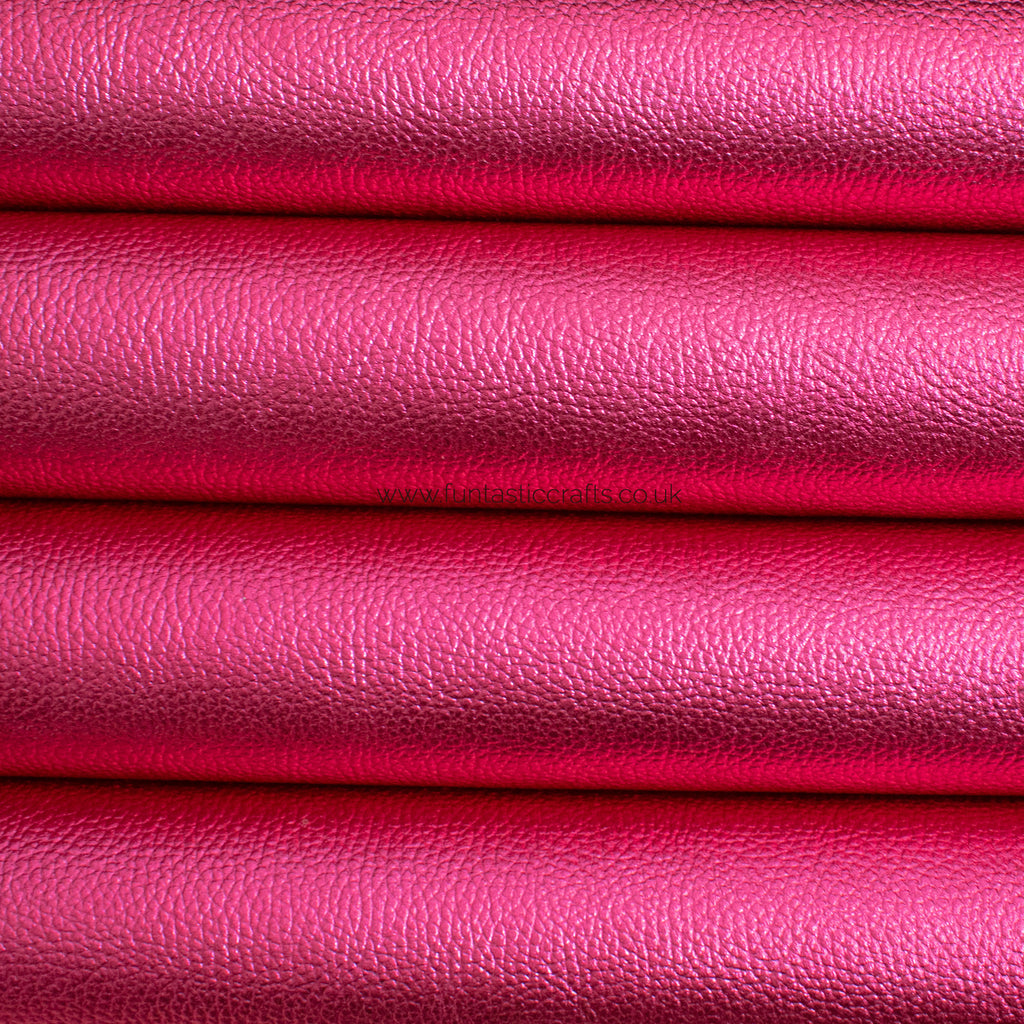 New Pink Textured Metallic Leatherette Fabric