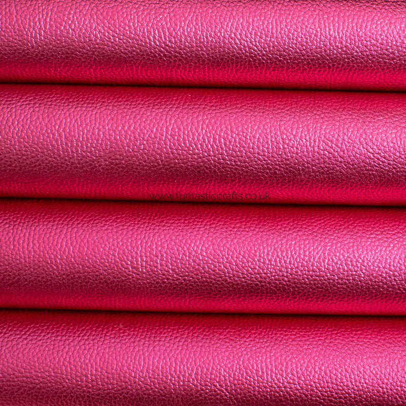 New Pink Textured Metallic Leatherette Fabric
