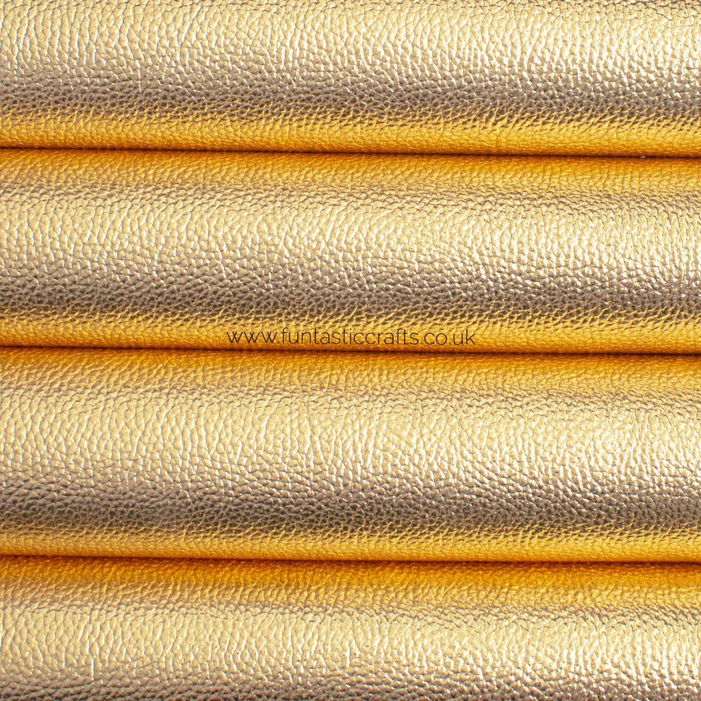 New Gold Textured Metallic Leatherette Fabric