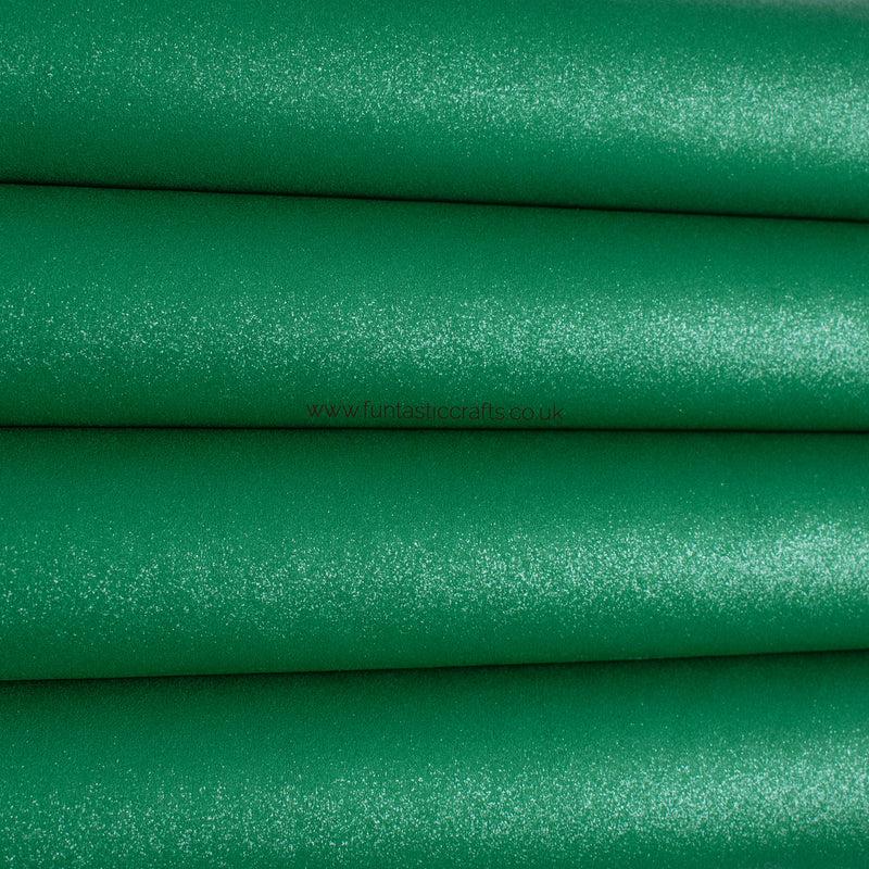 Emerald Green Glitter Faux Suede Fabric