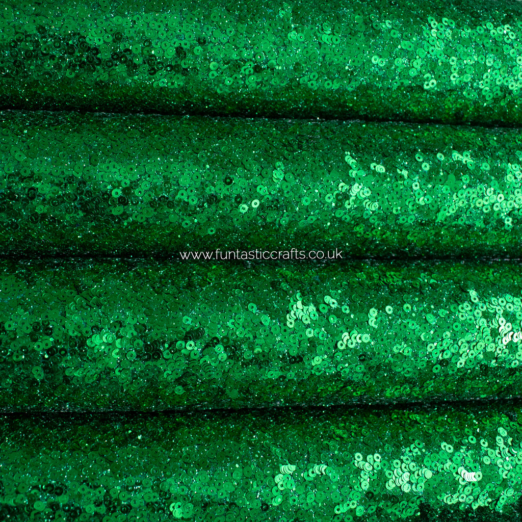 Emerald Green Sequins Christmas Chunky Glitter Fabric