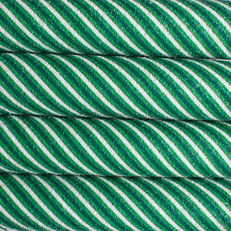 Green Candy Stripe - Christmas Chunky Glitter Fabric