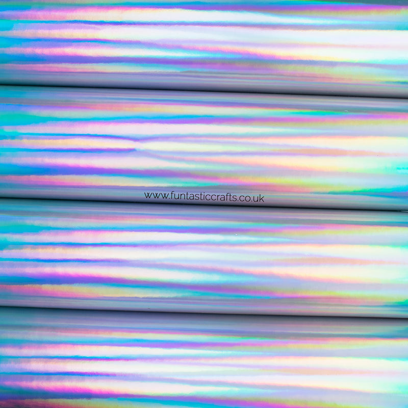 Holographic Mirrored Leatherette Fabric - Silver