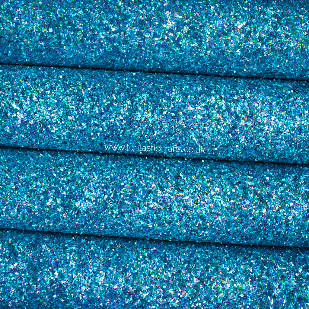 Holographic Turquoise Chunky Glitter Fabric