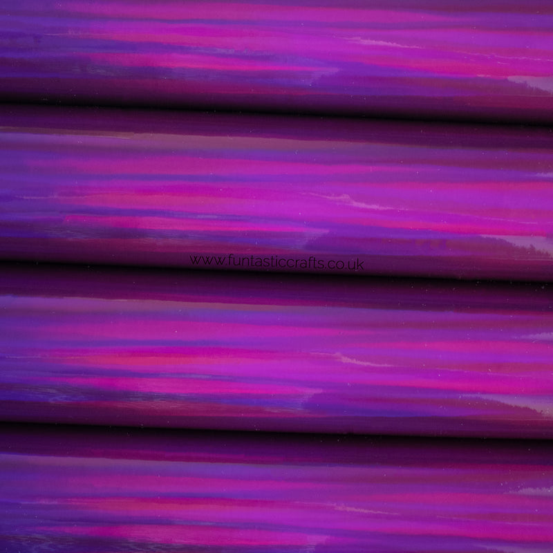 Holographic Mirrored Leatherette Fabric - Plum