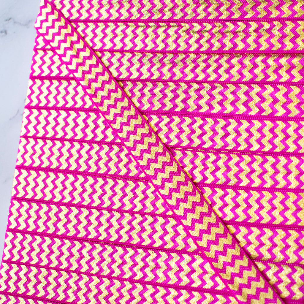 Hot Pink Metallic Chevron Print FOE