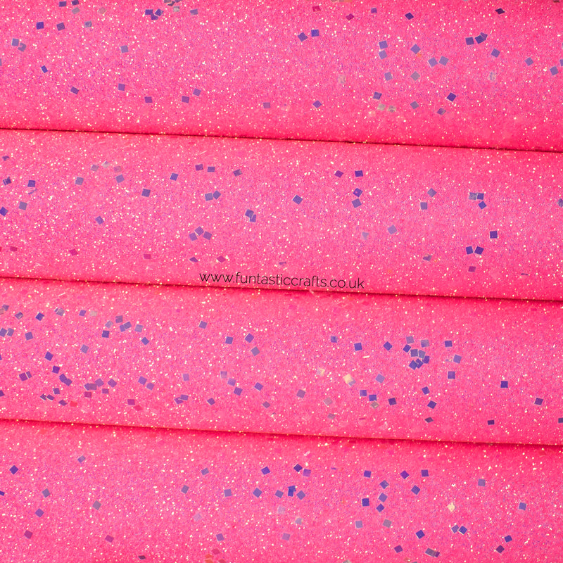 Hot Pink Diamond Dust Iridescent Fine Glitter Fabric