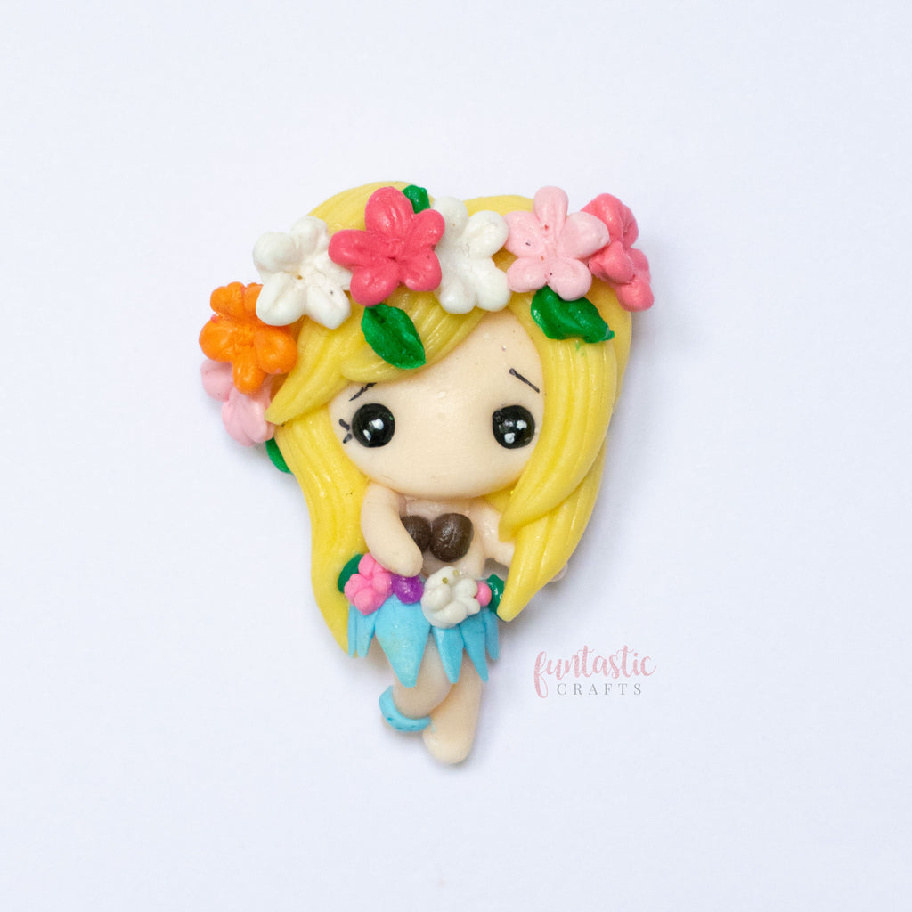 Handmade Flat Back Clay Embellishments - Hula Girl F