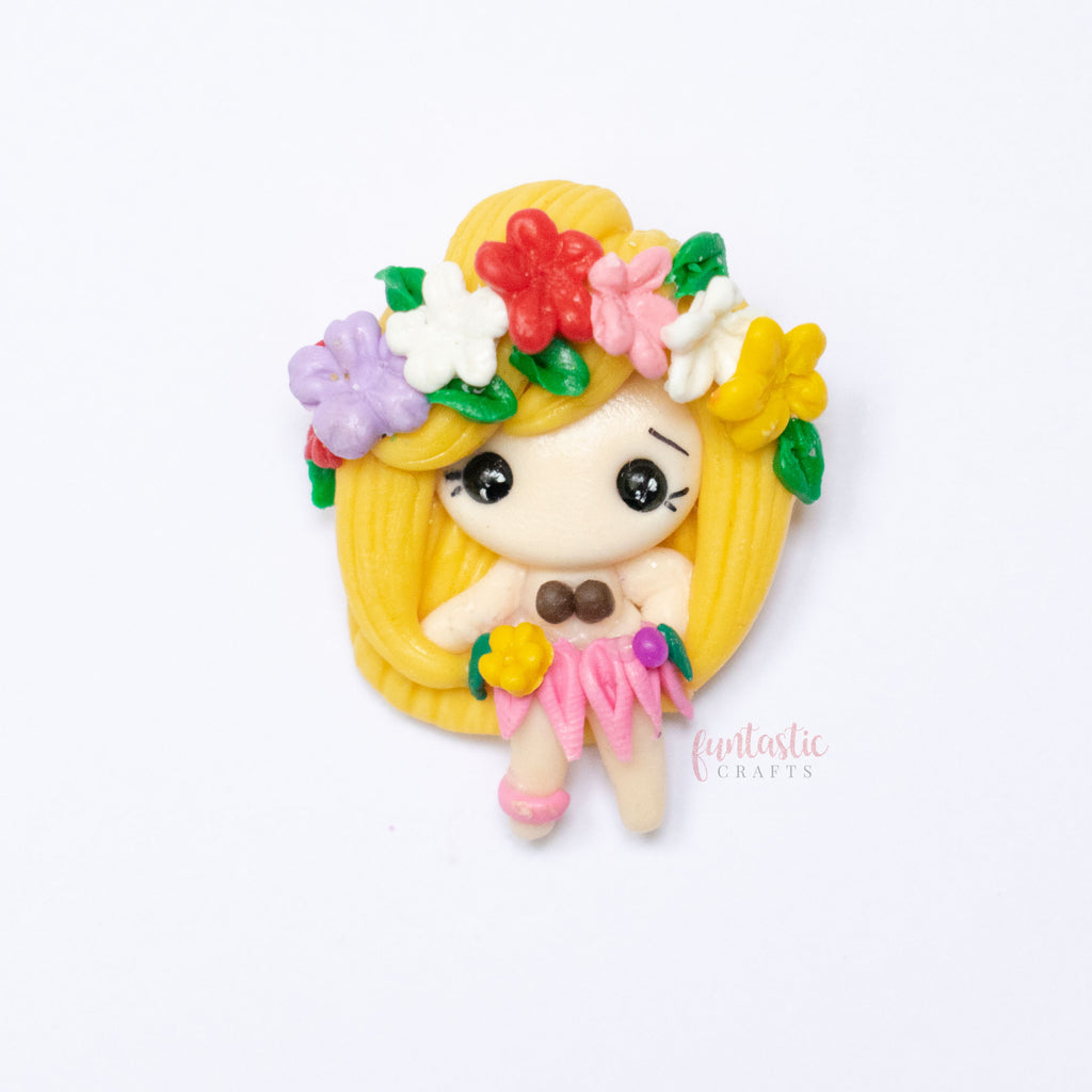 Handmade Flat Back Clay Embellishments - Hula Girl G