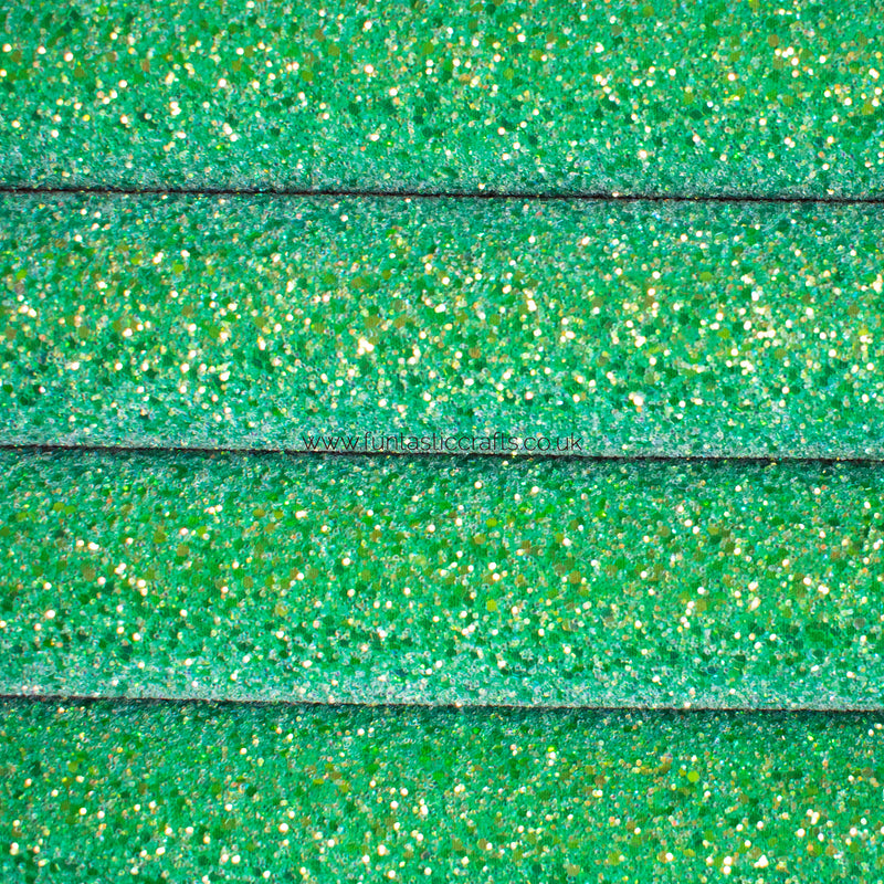 Iridescent Emerald Green Chunky Glitter Fabric